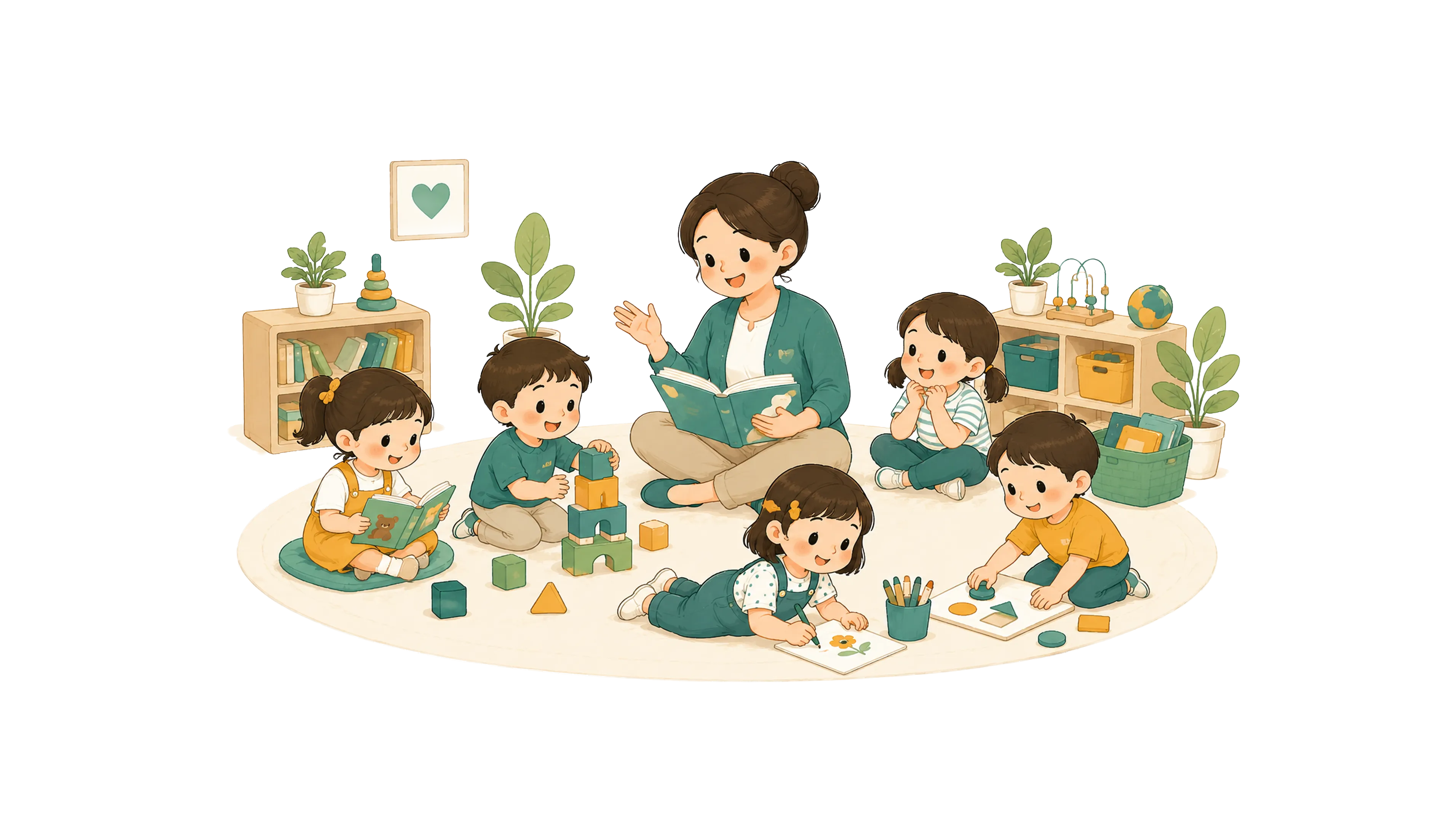 Young children learning together in a preschool classroom
